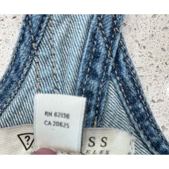 VTG GUESS Los Angeles Women's Overalls Sz 25 Blue Denim Skinny Leg Y2K Carpenter - Picture 10 of 12